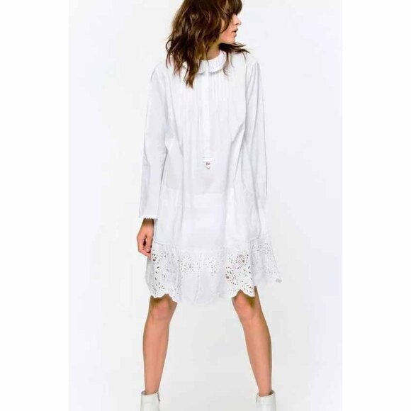 Zadig & Voltiare Eyelet Embroidered Tunic Mini Dress Cotton Ruffle XS New - Picture 1 of 6
